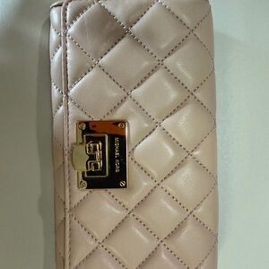 Michael Kors Blush Pink Leather Continental Wallet with Interior Logo Lining